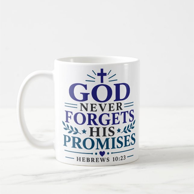 God Never Forgets His Promises Botanical Scripture Coffee Mug (Left)
