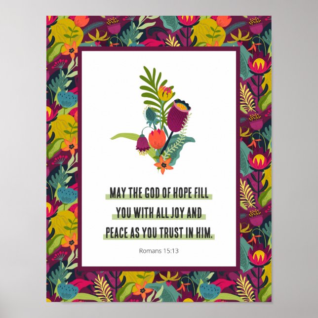 God of Hope Colourful Floral Pattern Abstract Poster (Front)