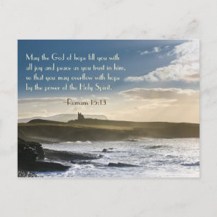 God of Hope, Romans 15:13 Bible Verse, Irish Coast Postcard
