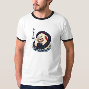 God of Onigiri Oni Samurai Japanese Rice Ball Wave T-Shirt