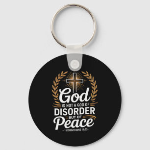 God Of Peace 1 Corinthians 14_33 Christian Cross Key Ring