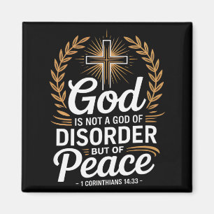God Of Peace 1 Corinthians 14_33 Christian Cross  Magnet