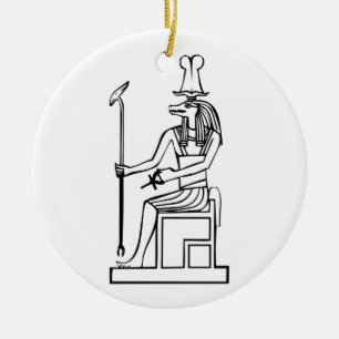 God of water, Egyptian hieroglyph Ceramic Tree Decoration
