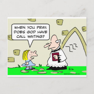 god pray call waiting postcard