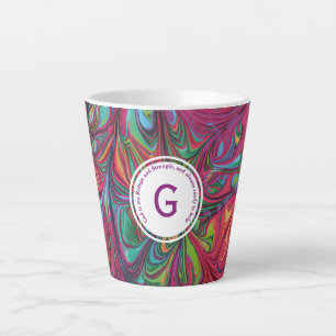 GOD REFUGE STRENGTH Abstract Monogram Custom PINK Latte Mug
