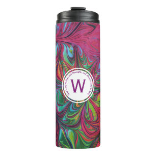 GOD REFUGE STRENGTH Abstract Monogram Custom PINK Thermal Tumbler