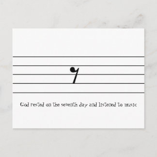 God rested on the seventh day and listened to... postcard