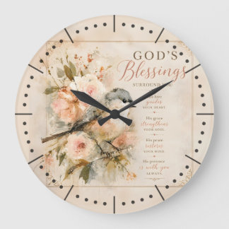 God’s Blessings Surround You Large Clock