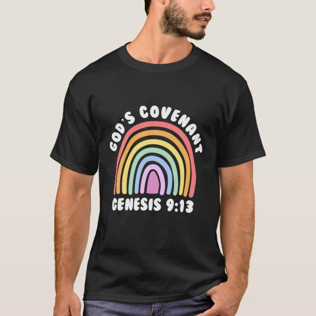 God’S Covenant Rainbow Bible Verse Religious T-Shirt (Front)