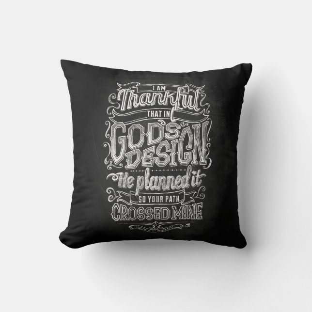 God’s Design Hand lettered chalkboard gift Cushion (Front)