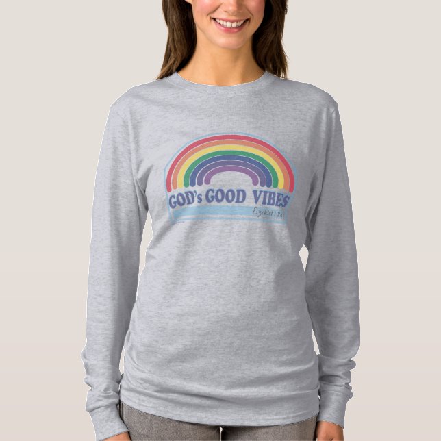God’s Good Vibes Rainbow Long-Sleeve Women's Shirt (Front)