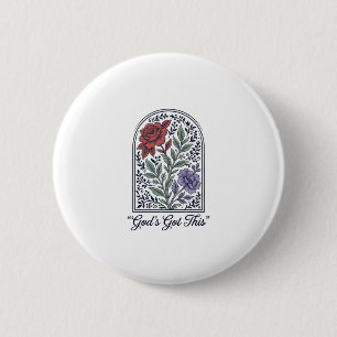 God’s Got This Vintage Floral Faith 6 Cm Round Badge