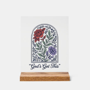 God’s Got This Vintage Floral Faith Acrylic Sign
