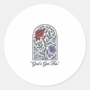 God’s Got This Vintage Floral Faith Classic Round Sticker