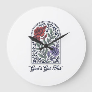 God’s Got This Vintage Floral Faith Large Clock