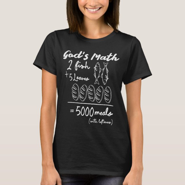 God’s Math 2 Fish 5 Loaves 5000 Meals Tee  (Front)