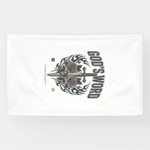 God’s Word Sword & Roses Vintage Christian Banner