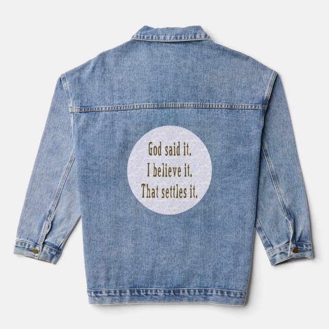 God Said It Brown Letters  Denim Jacket (Back)