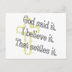 God Said It Gold Cross Postcard