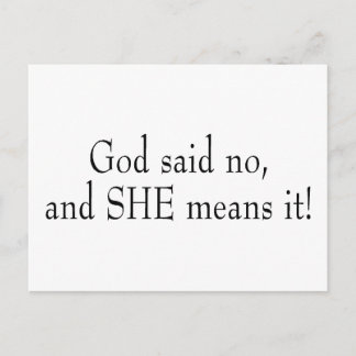 God Said No And She Means It Postcard