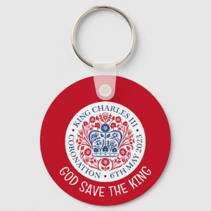 GOD SAVE THE KING Charles III Coronation Red Key Ring
