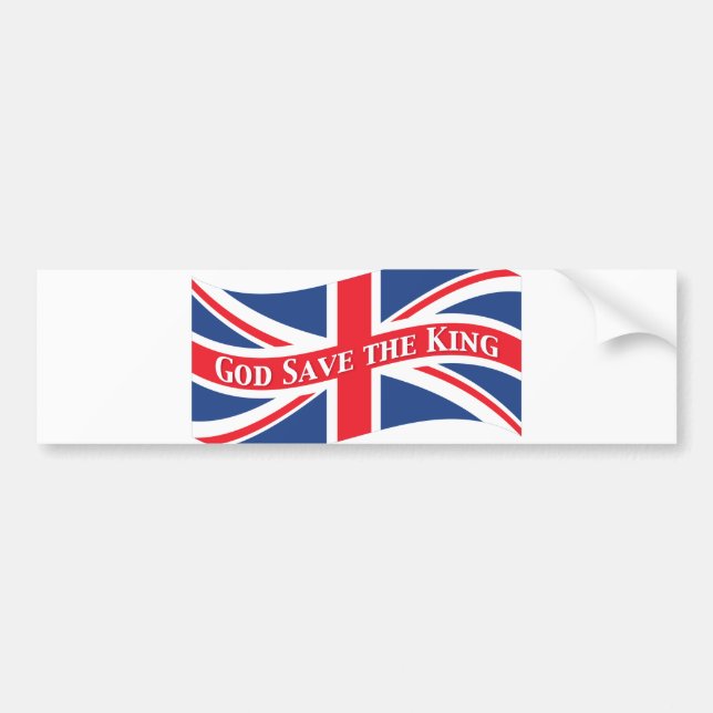 God Save the King with Union Jack Bumper Sticker (Front)