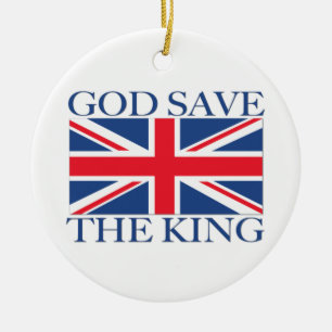 God Save the King with Union Jack Ceramic Tree Decoration