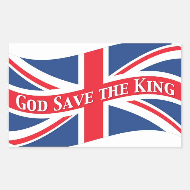God Save the King with Union Jack Rectangular Sticker (Front)