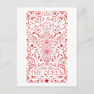 god save the queen bee postcard