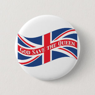 God Save the Queen with Union Jack 6 Cm Round Badge