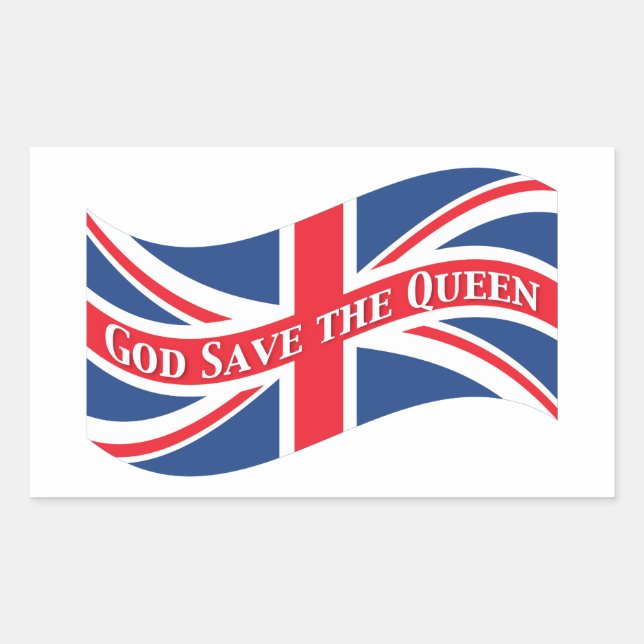 God Save the Queen with Union Jack Rectangular Sticker (Front)