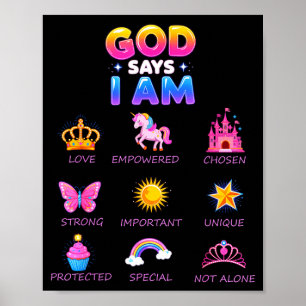 God Say I Am Princess Cute Jesus Teen Girl Toddler Poster