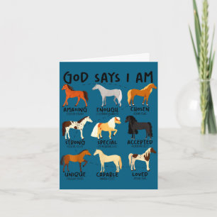 God says am horses christian women girls kids boyG Card