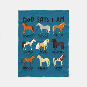 God says am horses christian women girls kids boyG Fleece Blanket