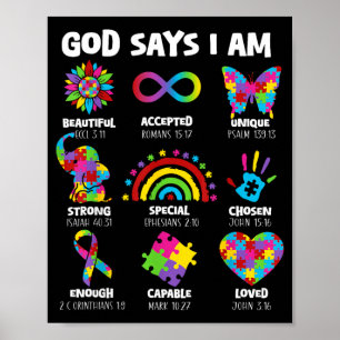 God Says Au Christian Boy Girl Kid Au Awareness Poster