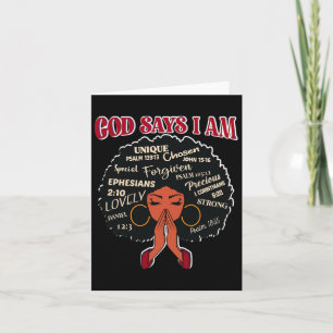 God Says I Am Afro African Nubian Woman Black Hist Card