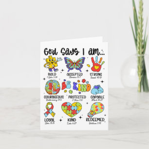 God Says I Am Be Kind Autism Awareness Sped Women Card