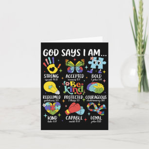 God Says I Am Be Kind Autism Awareness Sped Women Card