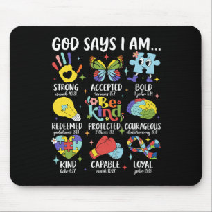 God Says I Am Be Kind Autism Awareness Sped Women Mouse Pad