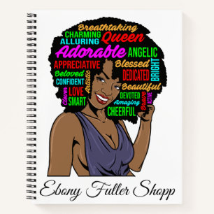 God Says I Am Beautiful Black Queen Melanin Woman Notebook