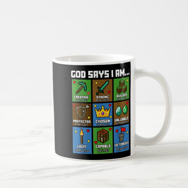 God Says I Am Bible Verses Xel Art Christian Gamer Coffee Mug (Right)