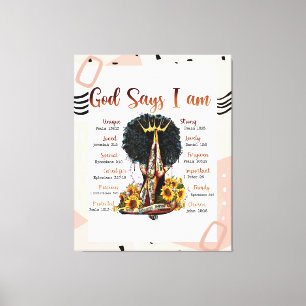 God Says I AM Black Christian Women Canvas Print