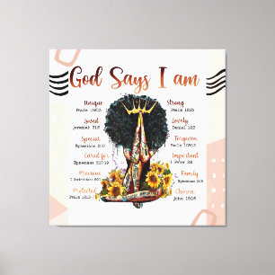 God Says I AM Black Christian Women Melanin Sista Canvas Print