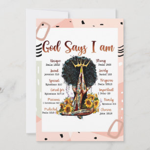 God Says I AM Black Christian Women Melanin Sista Invitation