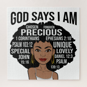 God Says I AM Black Christian Women Melanin Sista Jigsaw Puzzle