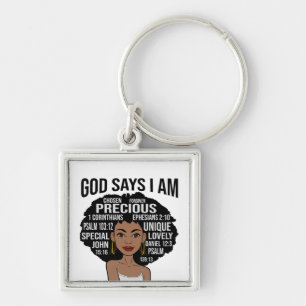 God Says I AM Black Christian Women Melanin Sista Key Ring