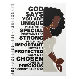 God Says I AM Black Christian Women Melanin Sista Notebook