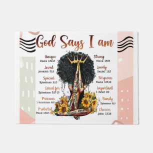 God Says I AM Black Christian Women Sista Melanin Doormat