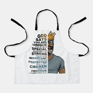 God Says I AM Black King Melanin Man Bruh Bro Love Apron