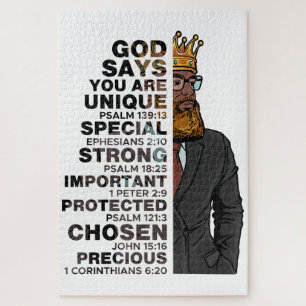 God Says I AM Black King Melanin Man Bruh Bro Love Jigsaw Puzzle